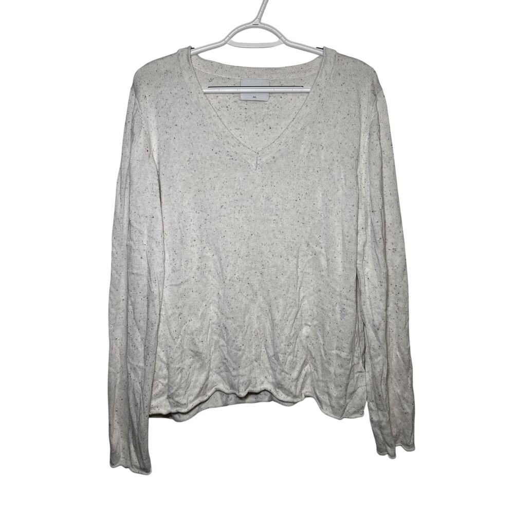 Stitches & Stripes speckled v neck sweater womens XXL minimalist capsule‎ cozy
